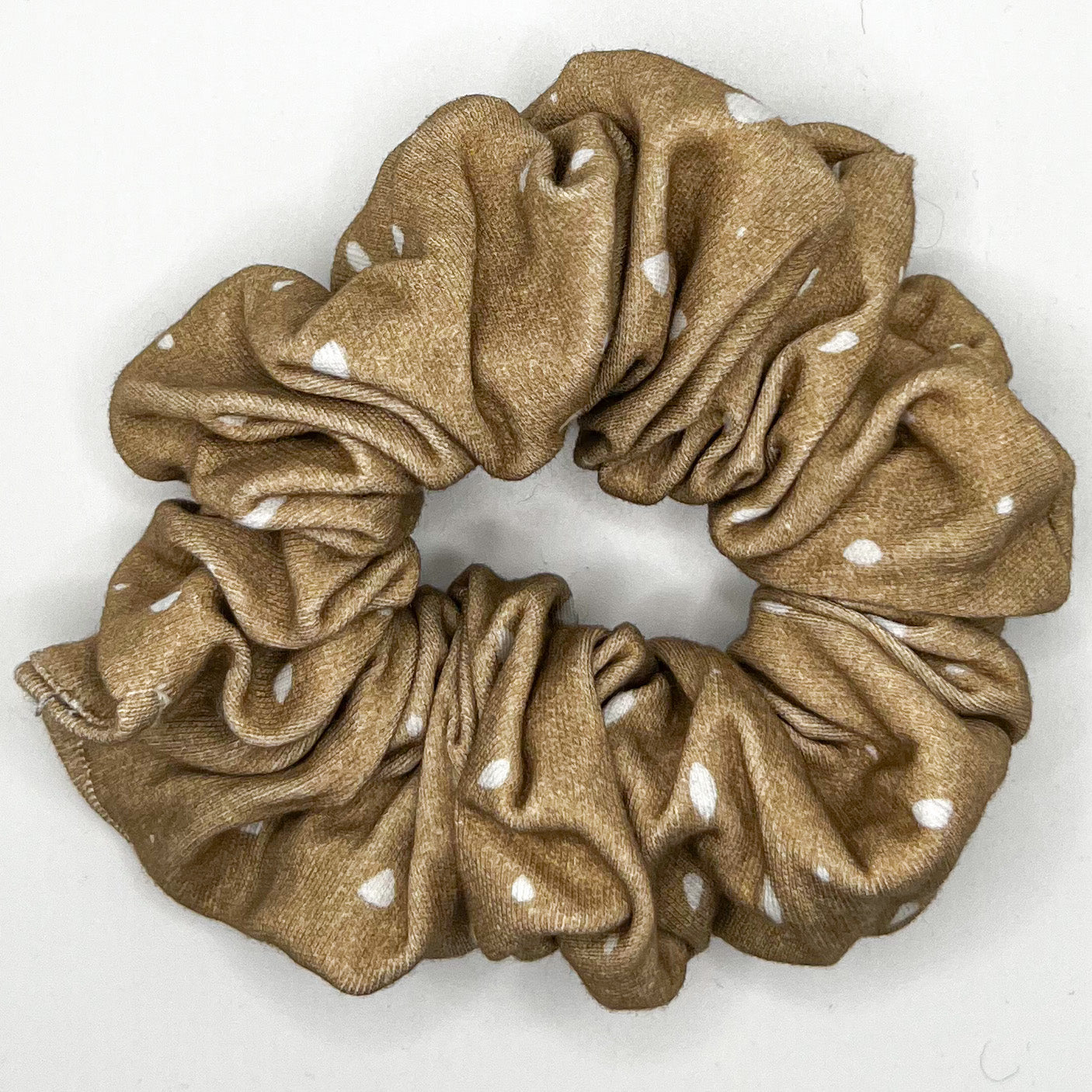 Beige Polka Dot Scrunchie