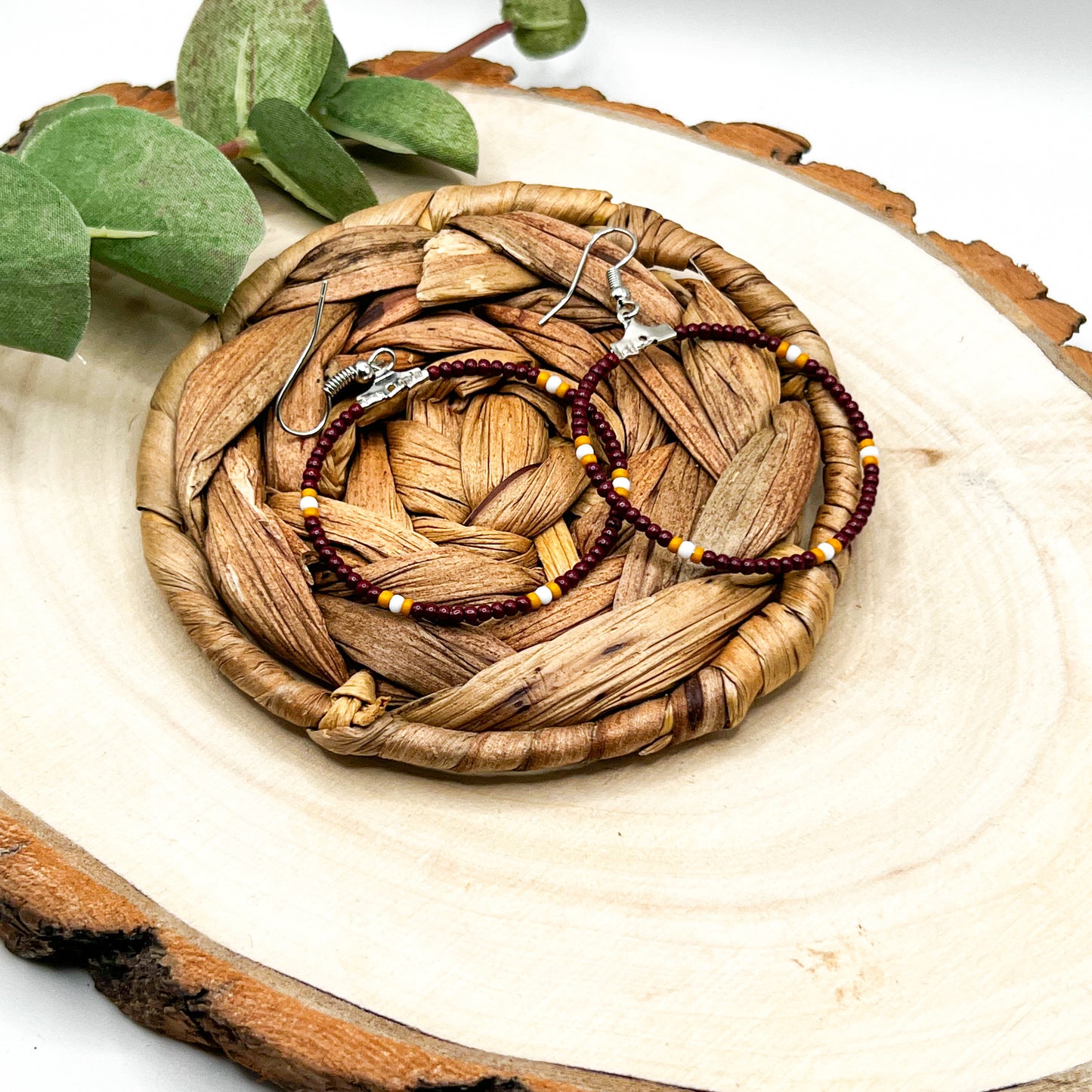 Maroon Hoop Earrings