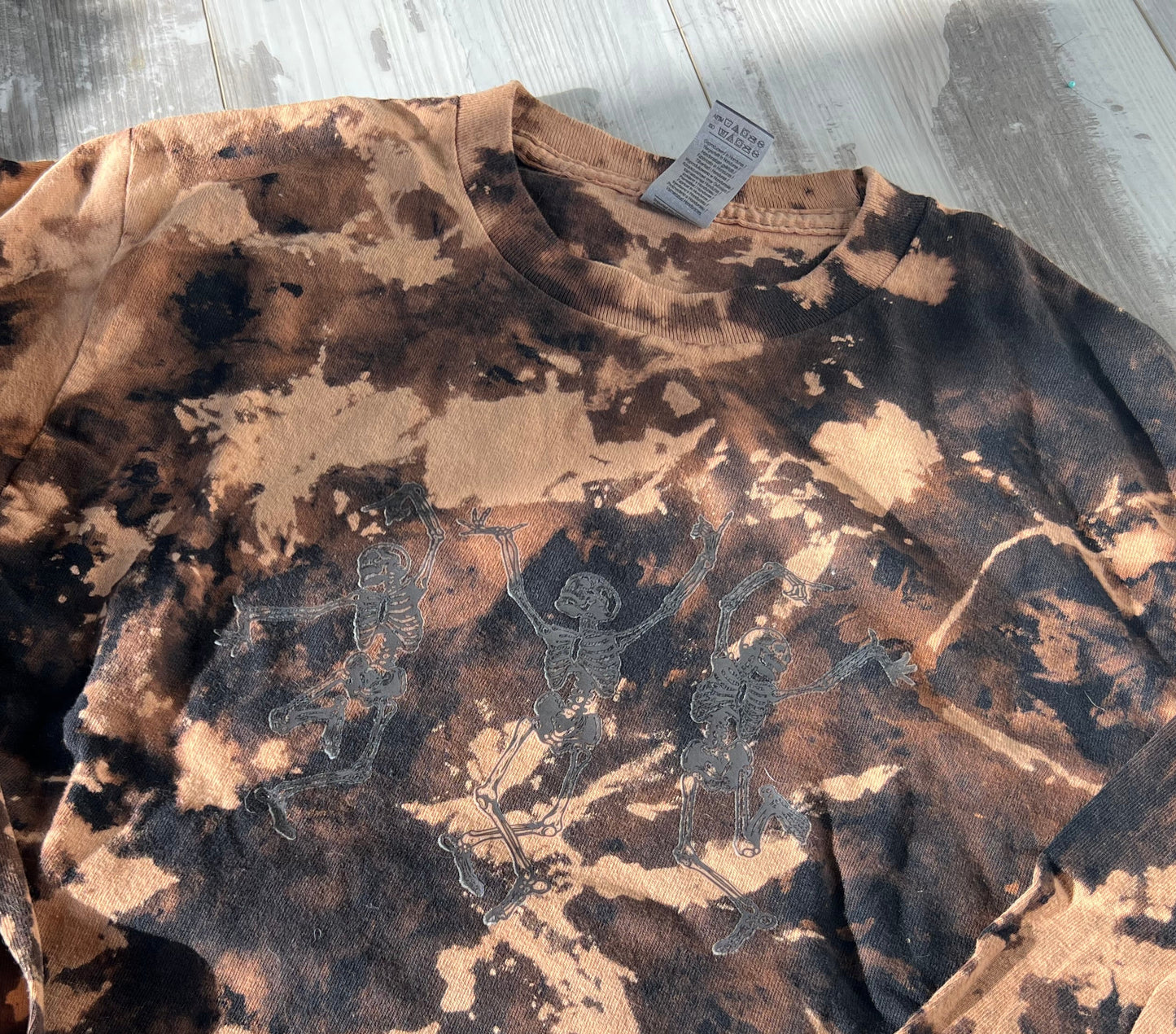 SECOND CHANCE: Dancing Skelly Reverse Dye Long Sleeve - Small