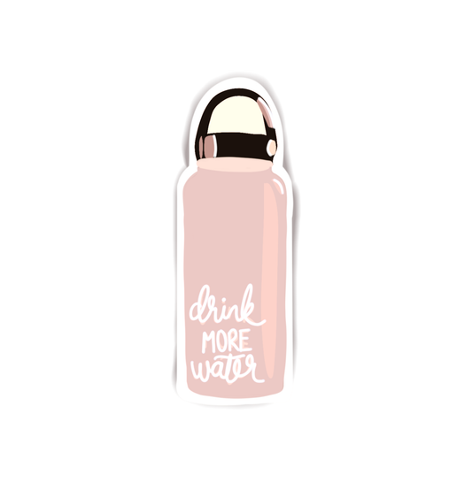 Drink More Water Pink Waterbottle Vinyl Stickers