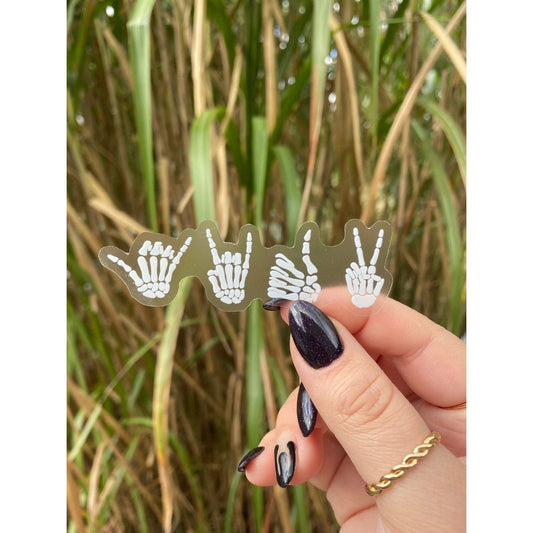 Clear Skeleton Hands Sticker