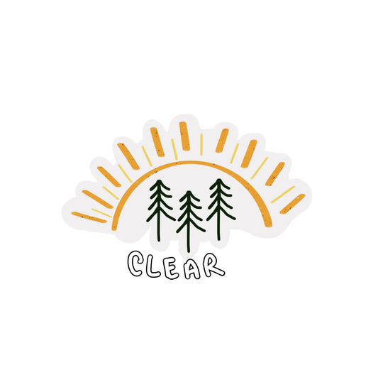 Clear Pine Tree Sun Vinyl Stickers