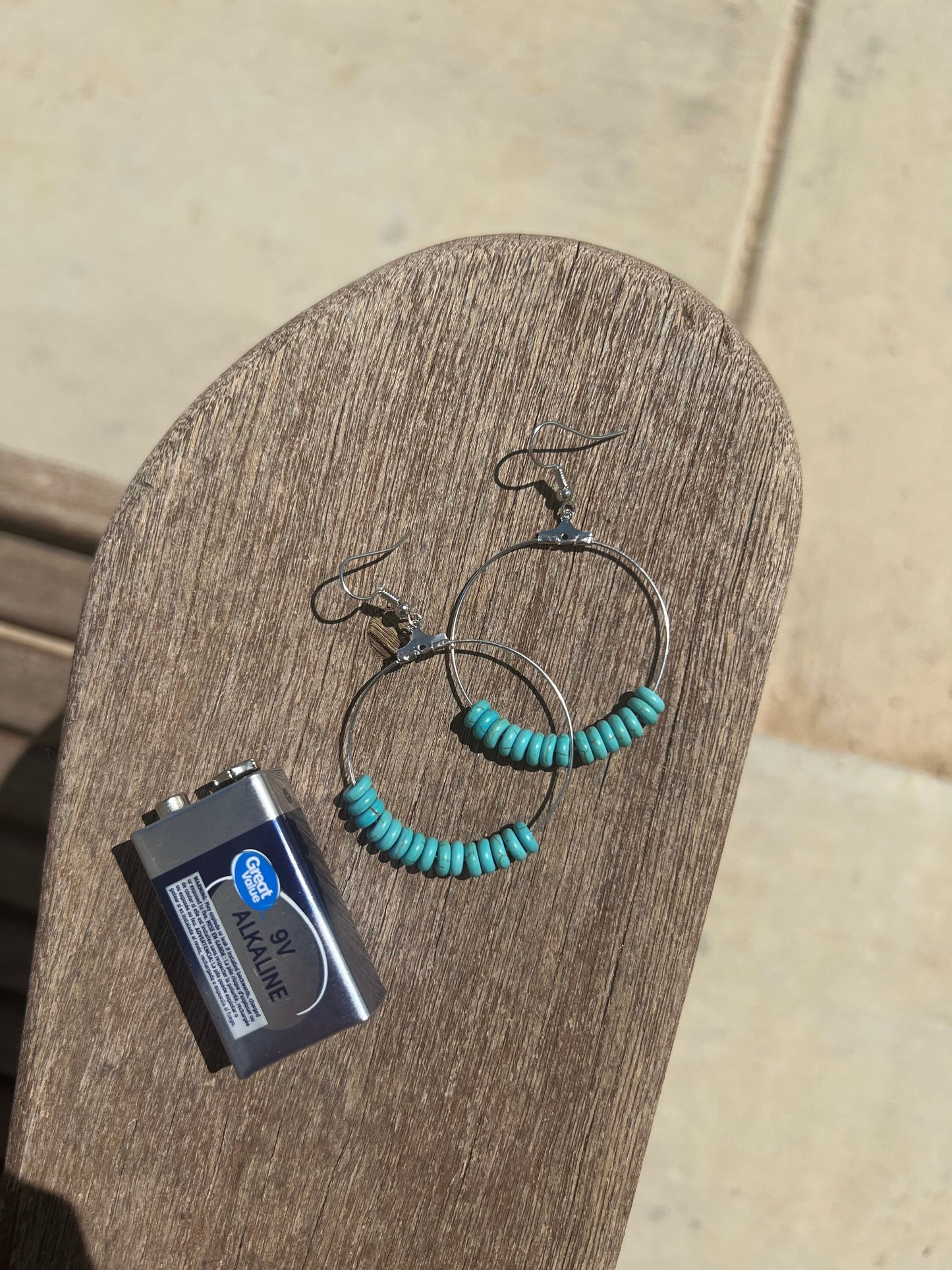 Boho Western Turquoise Hoop Earrings