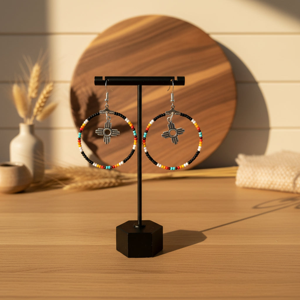 Black Aztec Hoops