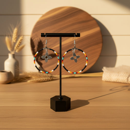 Black Aztec Hoops