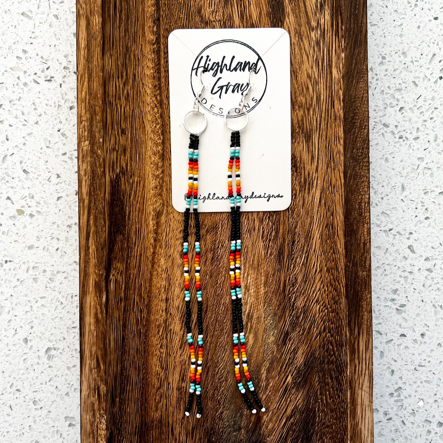 Boho Aztec Western Extra Long Beaded Earrings | Oversized Tassle Fringe Earrings | Seed Bead Statement Earrings