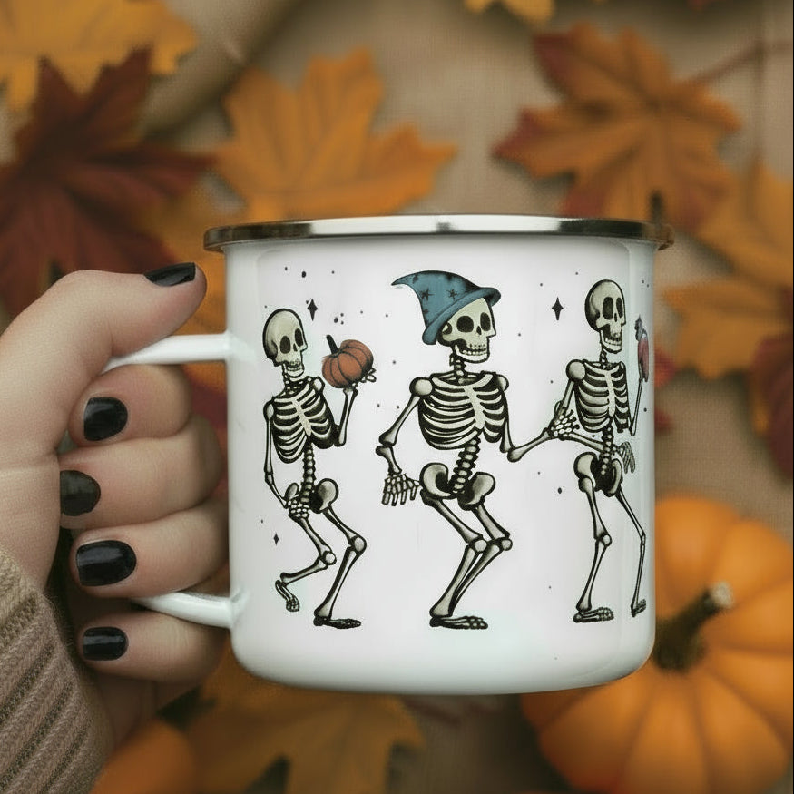 12oz Skeleton Halloween Camping Mug