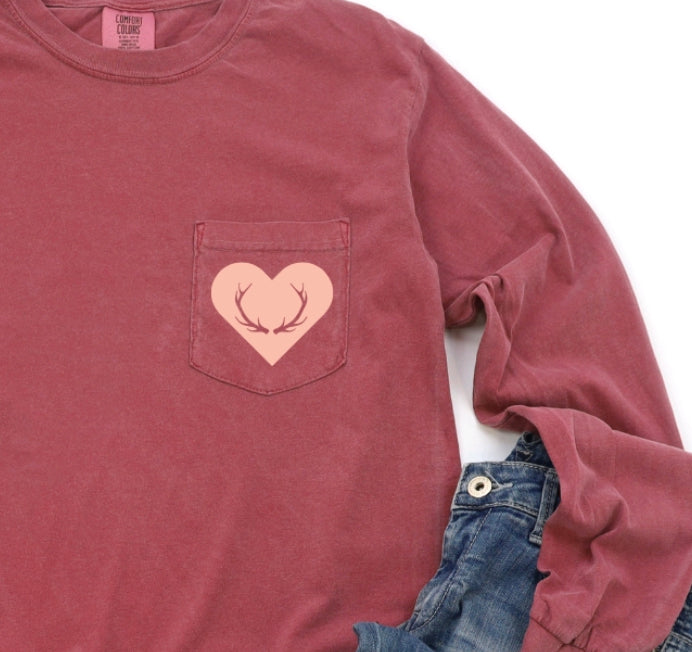 Antler Heart Pocket Long Sleeve