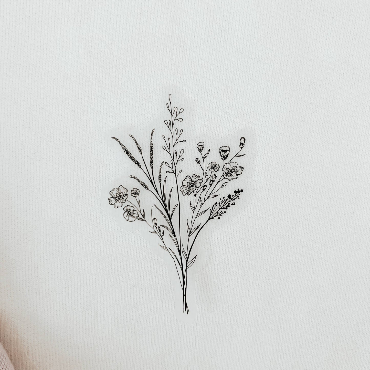 CLEAR Black Wildflower Vinyl Stickers