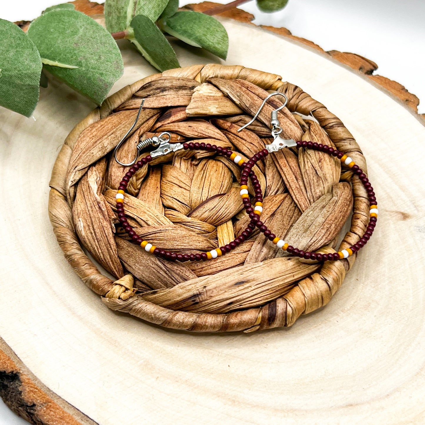 Maroon Hoop Earrings