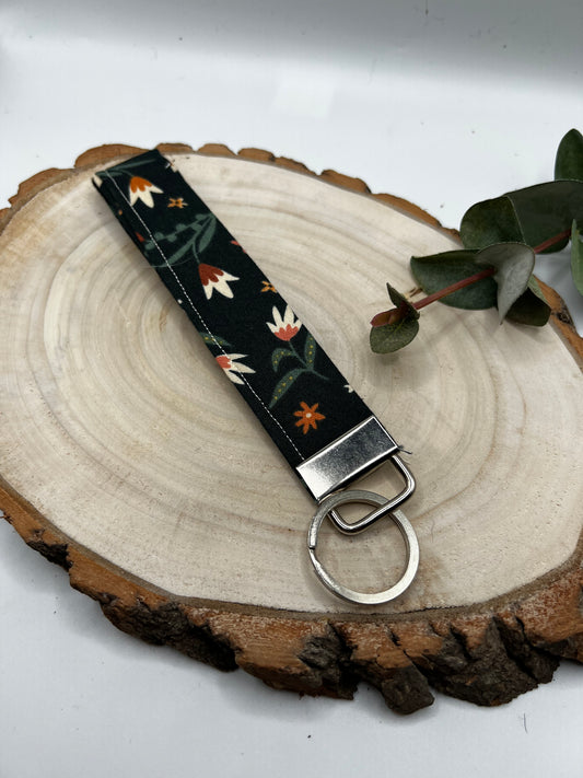 Green Floral Keychain Wristlet