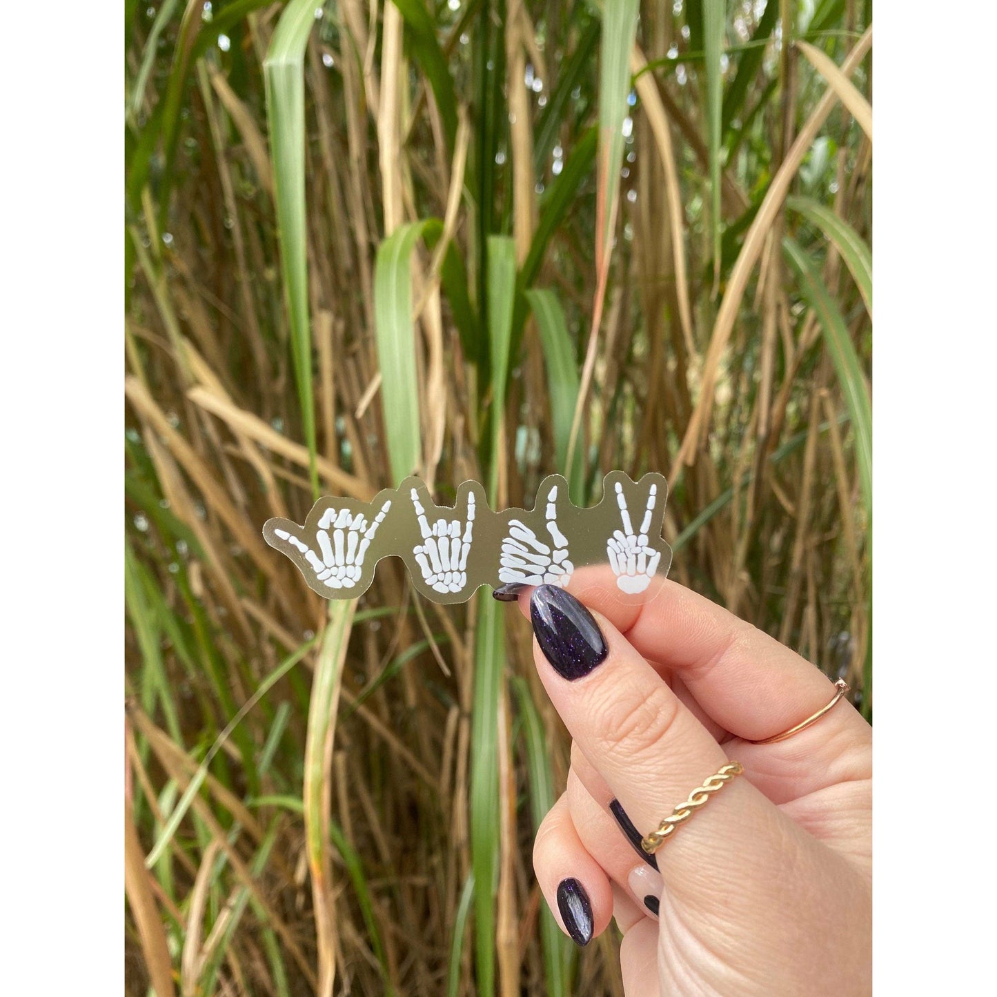 Clear Skeleton Hands Sticker