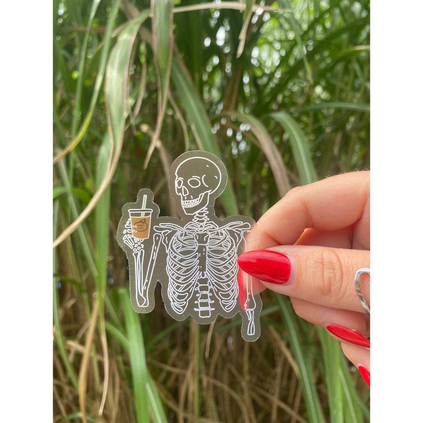 Skeleton Coffee Vinyl Sticker