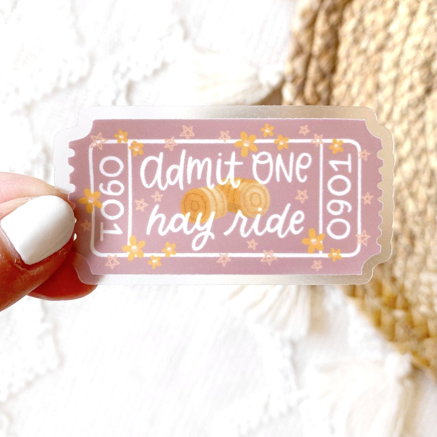 Hay Ride Ticket Vinyl Sticker