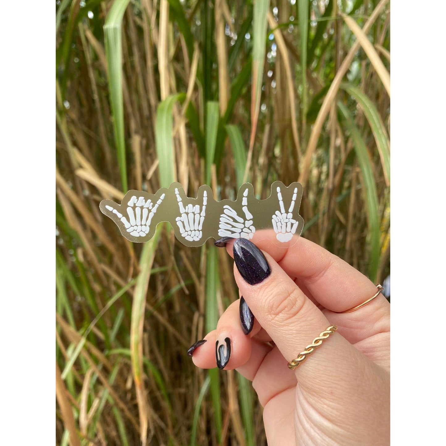 Clear Skeleton Hands Sticker