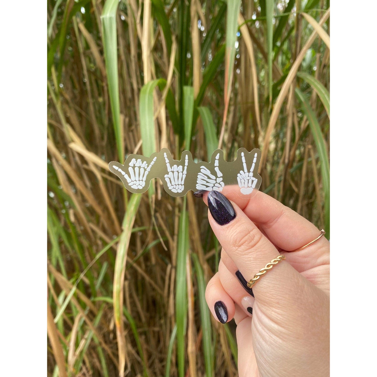 Clear Skeleton Hands Sticker