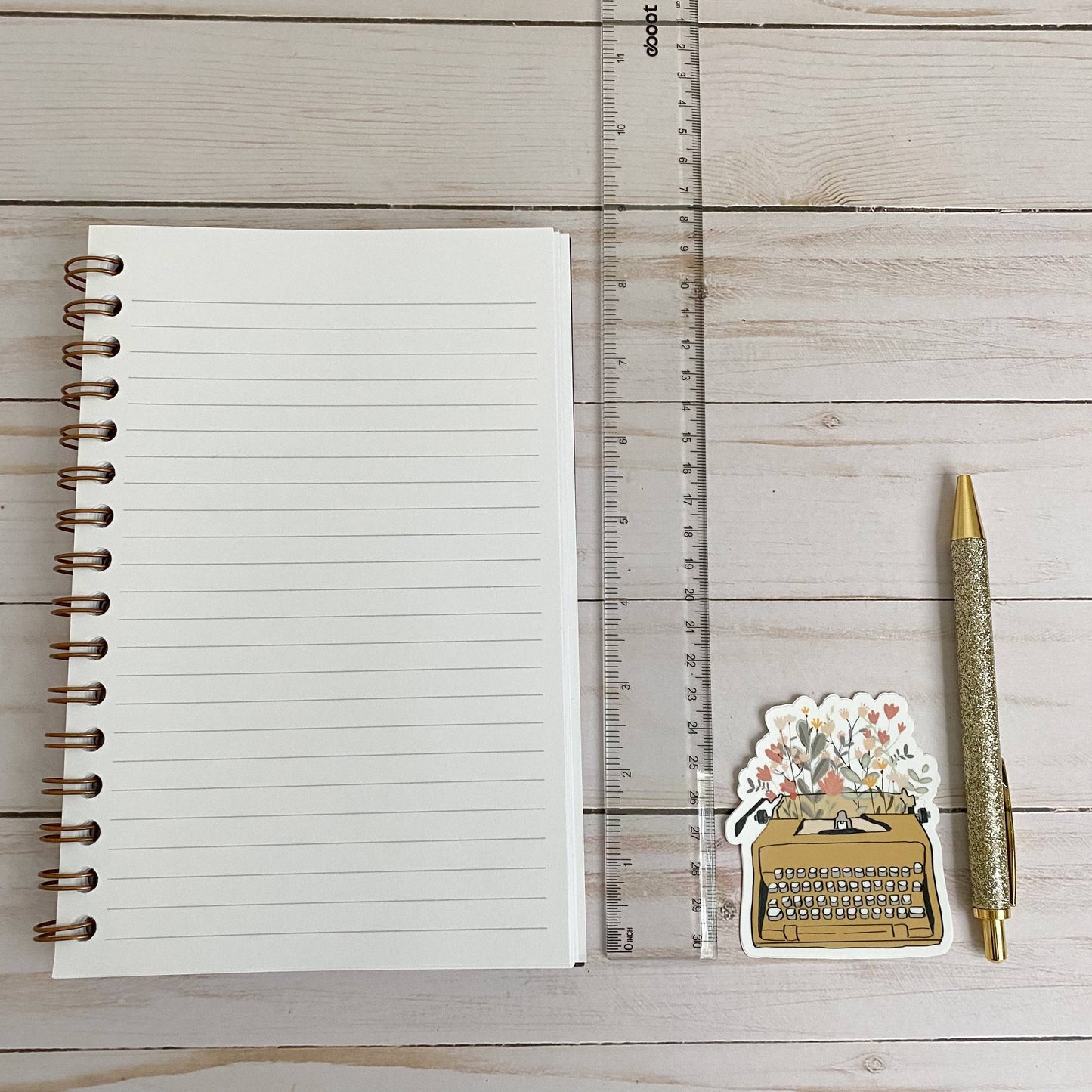 Typewriter & Flowers Vinyl Sticker