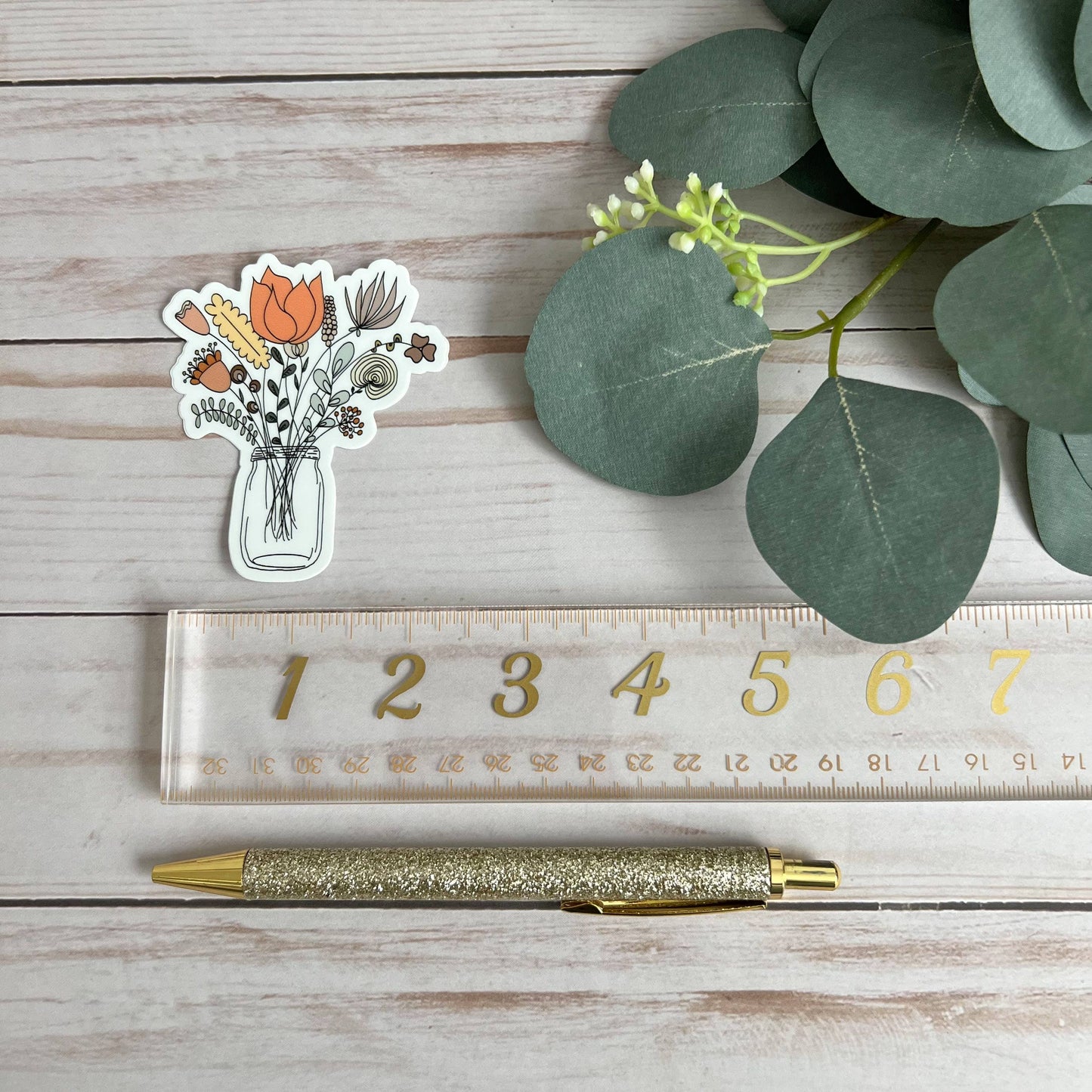 Mason Jar Floral Bouquet Vinyl Sticker