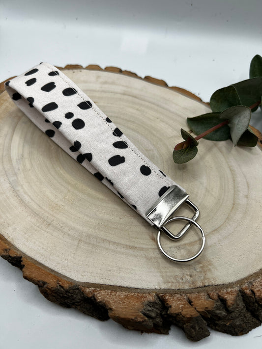 Tan Polka Dot Keychain Wristlet