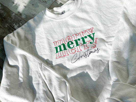 SECOND CHANCE:  Merry Christmas Crewneck -  Large