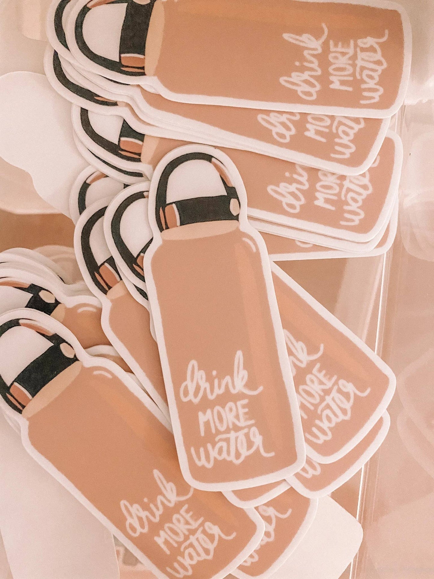 Drink More Water Pink Waterbottle Vinyl Stickers