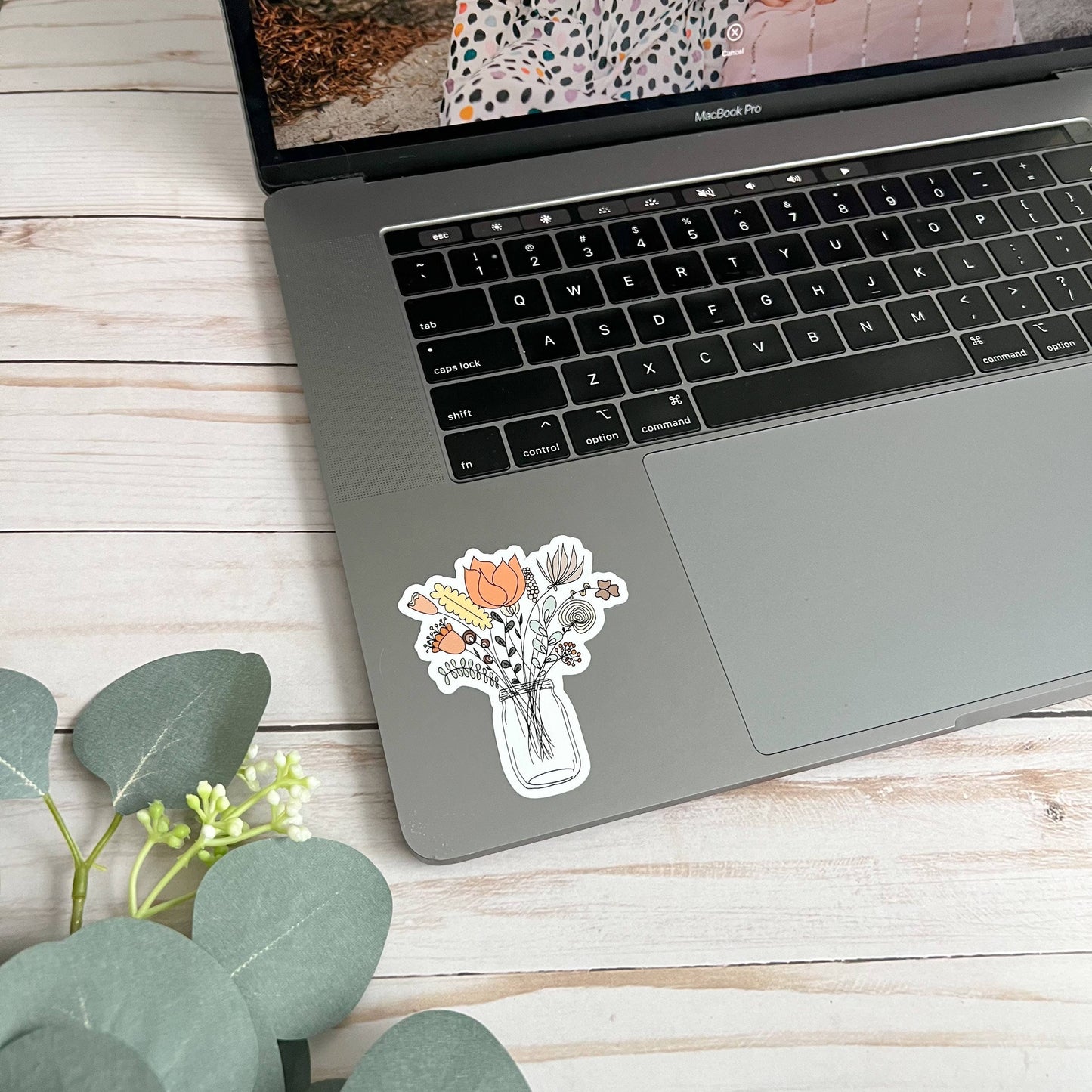 Mason Jar Floral Bouquet Vinyl Sticker
