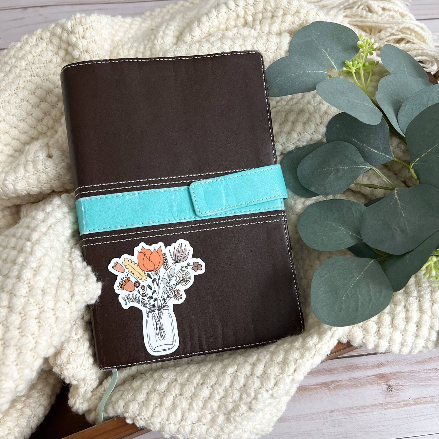 Mason Jar Floral Bouquet Vinyl Sticker