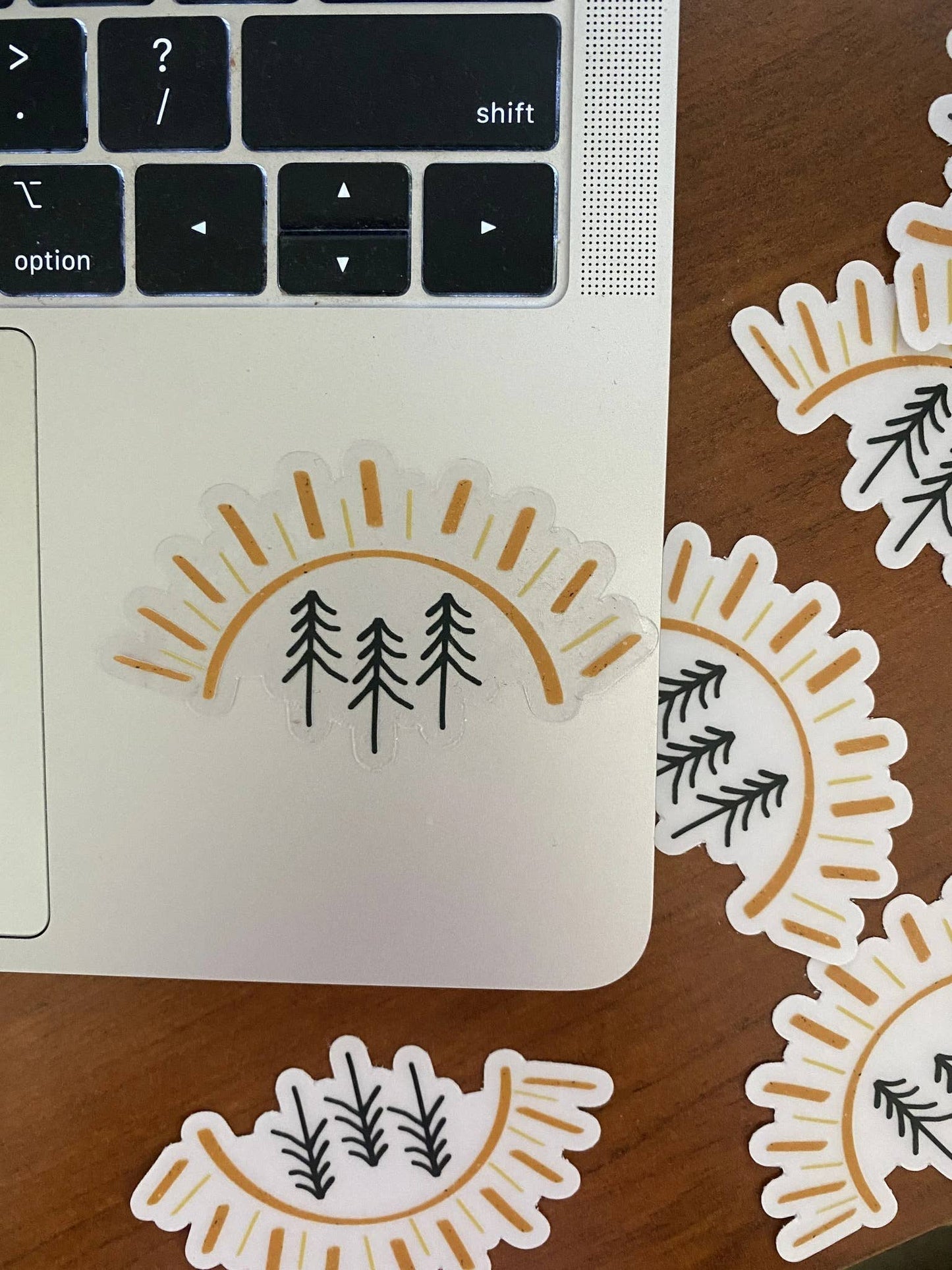 Clear Pine Tree Sun Vinyl Stickers