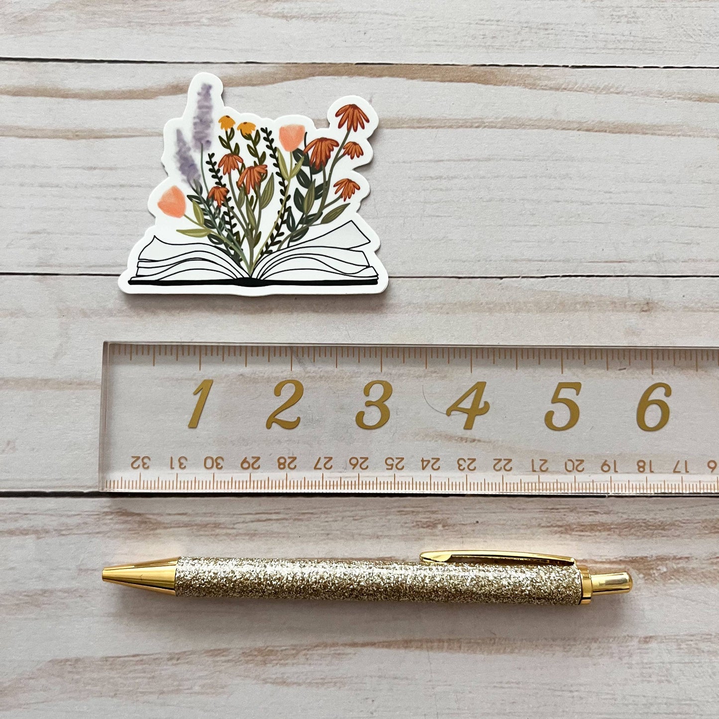Book sticker | Love to read decal | Book & flowers