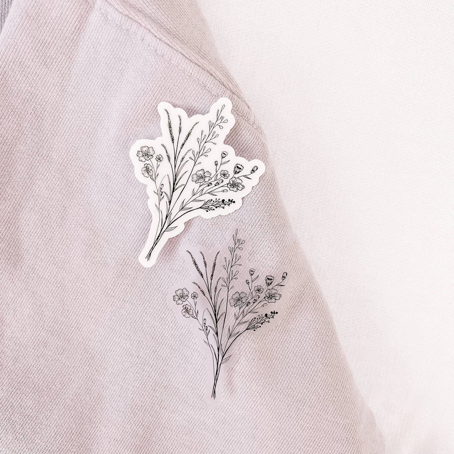 CLEAR Black Wildflower Vinyl Stickers