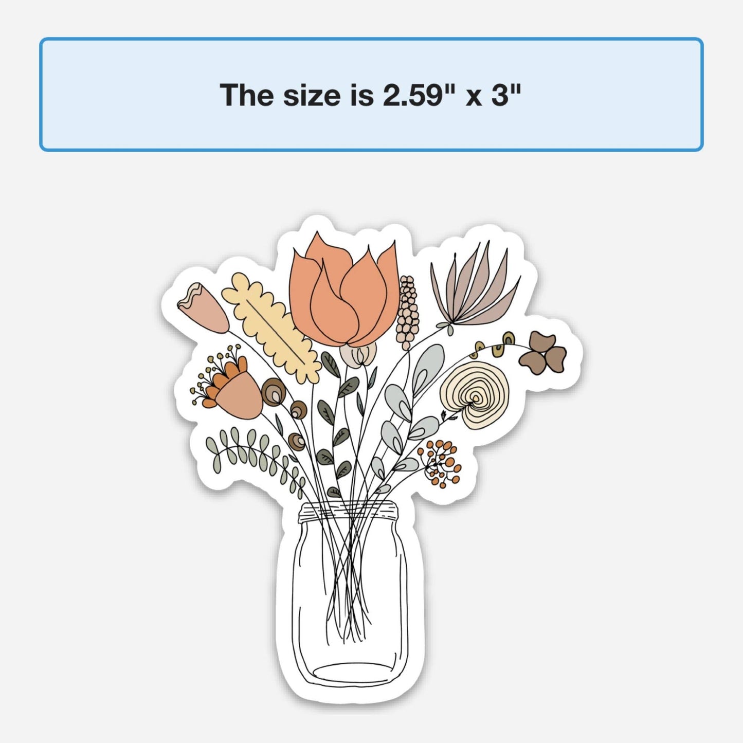 Mason Jar Floral Bouquet Vinyl Sticker