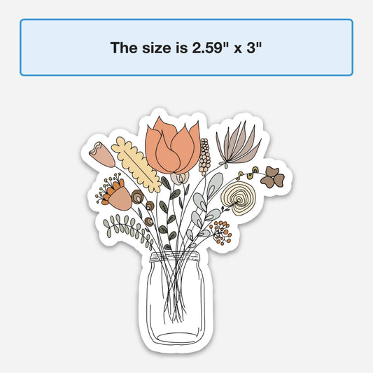 Mason Jar Floral Bouquet Sticker