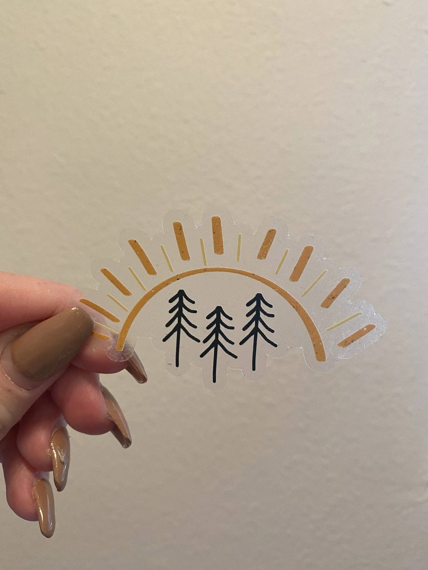 Clear Pine Tree Sun Vinyl Stickers
