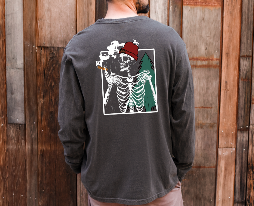 Christmas Cigar Skelly Coffee Long Sleeve