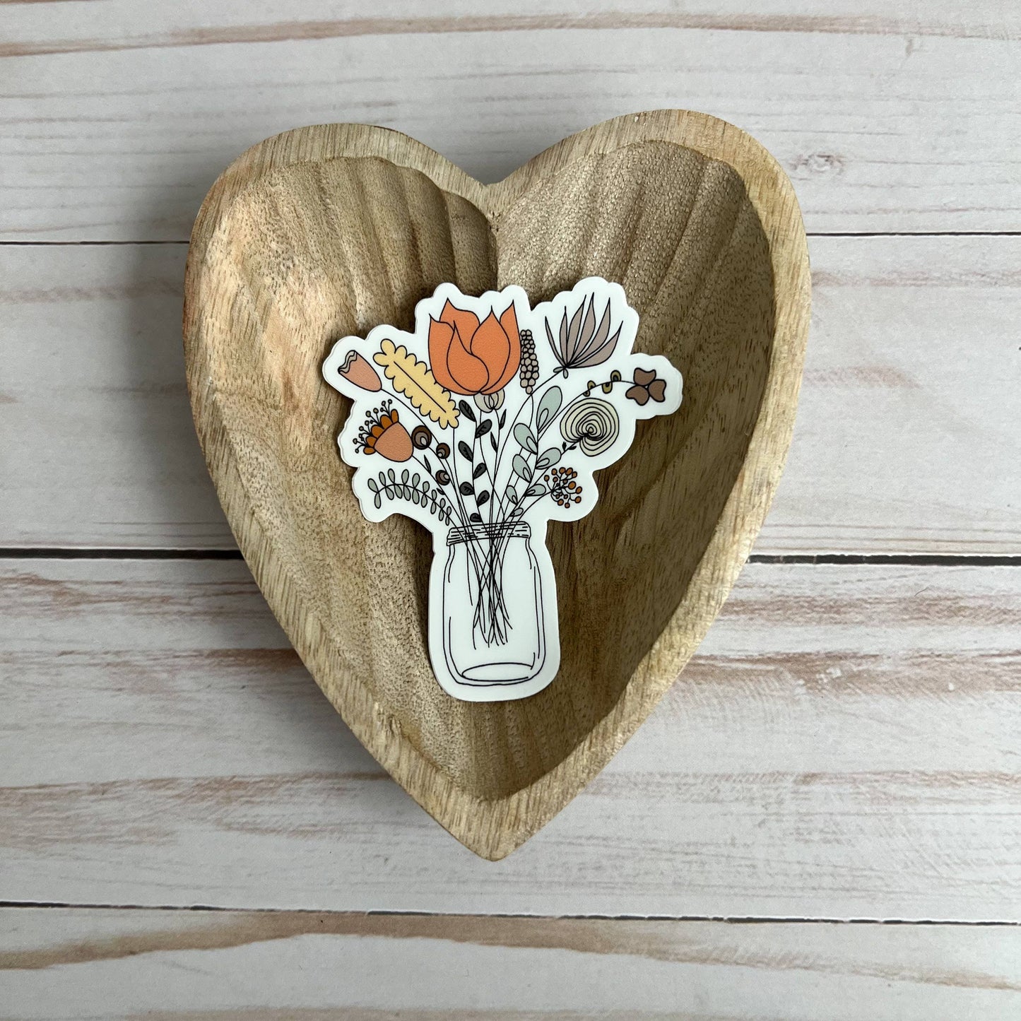 Mason Jar Floral Bouquet Vinyl Sticker