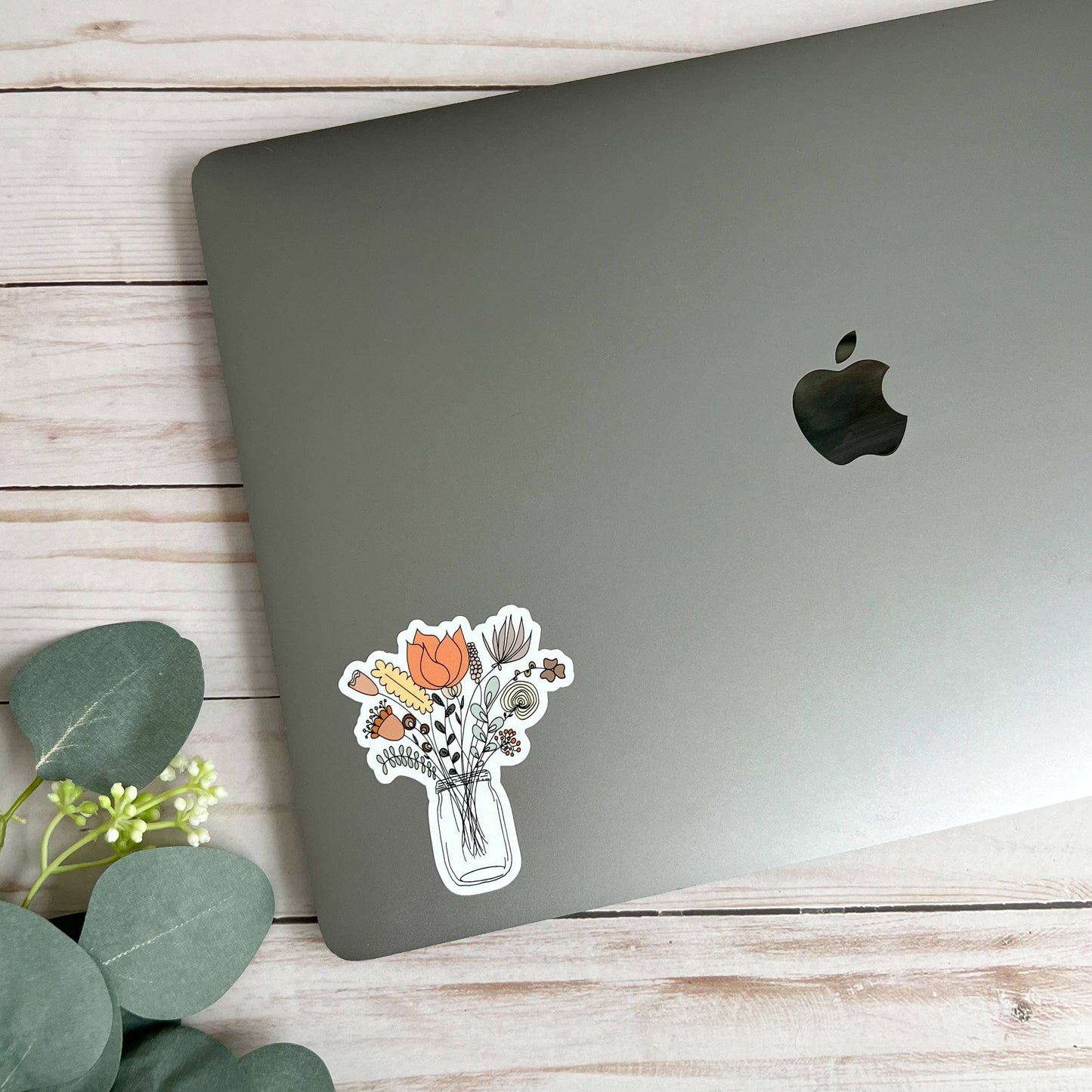 Mason Jar Floral Bouquet Vinyl Sticker
