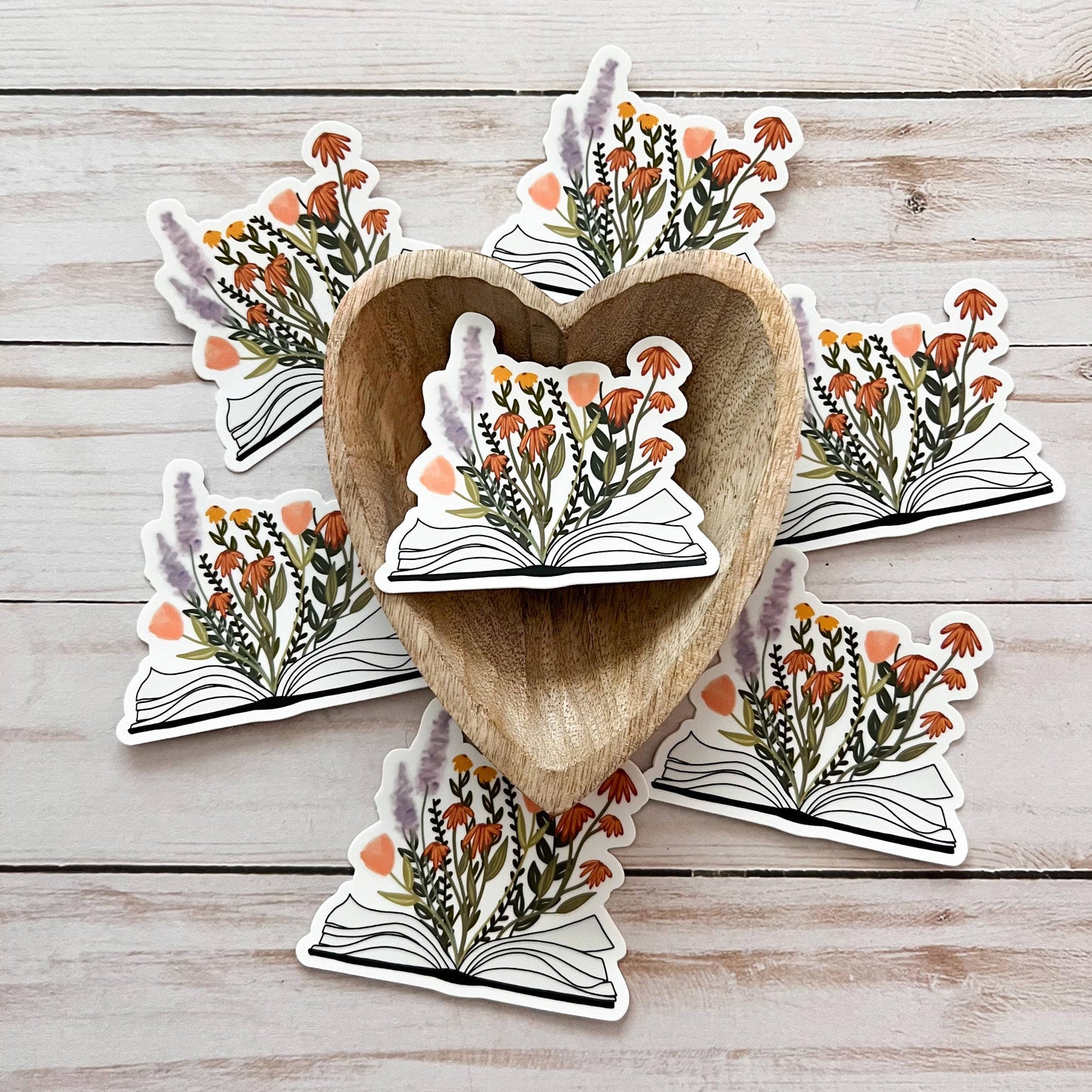 Book sticker | Love to read decal | Book & flowers