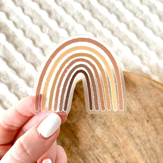 Clear Brown Rainbow Sticker 2.5x2.5 in.