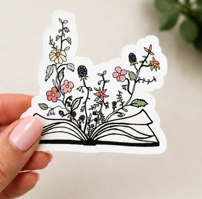 Wildflower Book Vinyl Sticker
