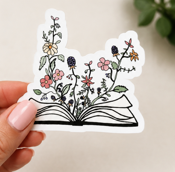 Wildflower Book Vinyl Sticker