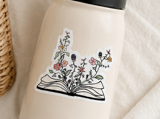 Wildflower Book Vinyl Sticker