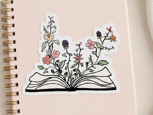 Wildflower Book Vinyl Sticker