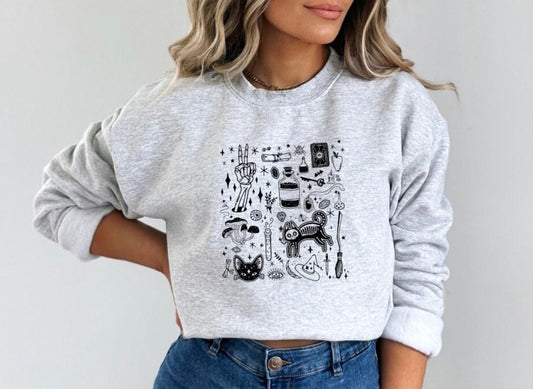 Halloween Doodle Ash Long Sleeve