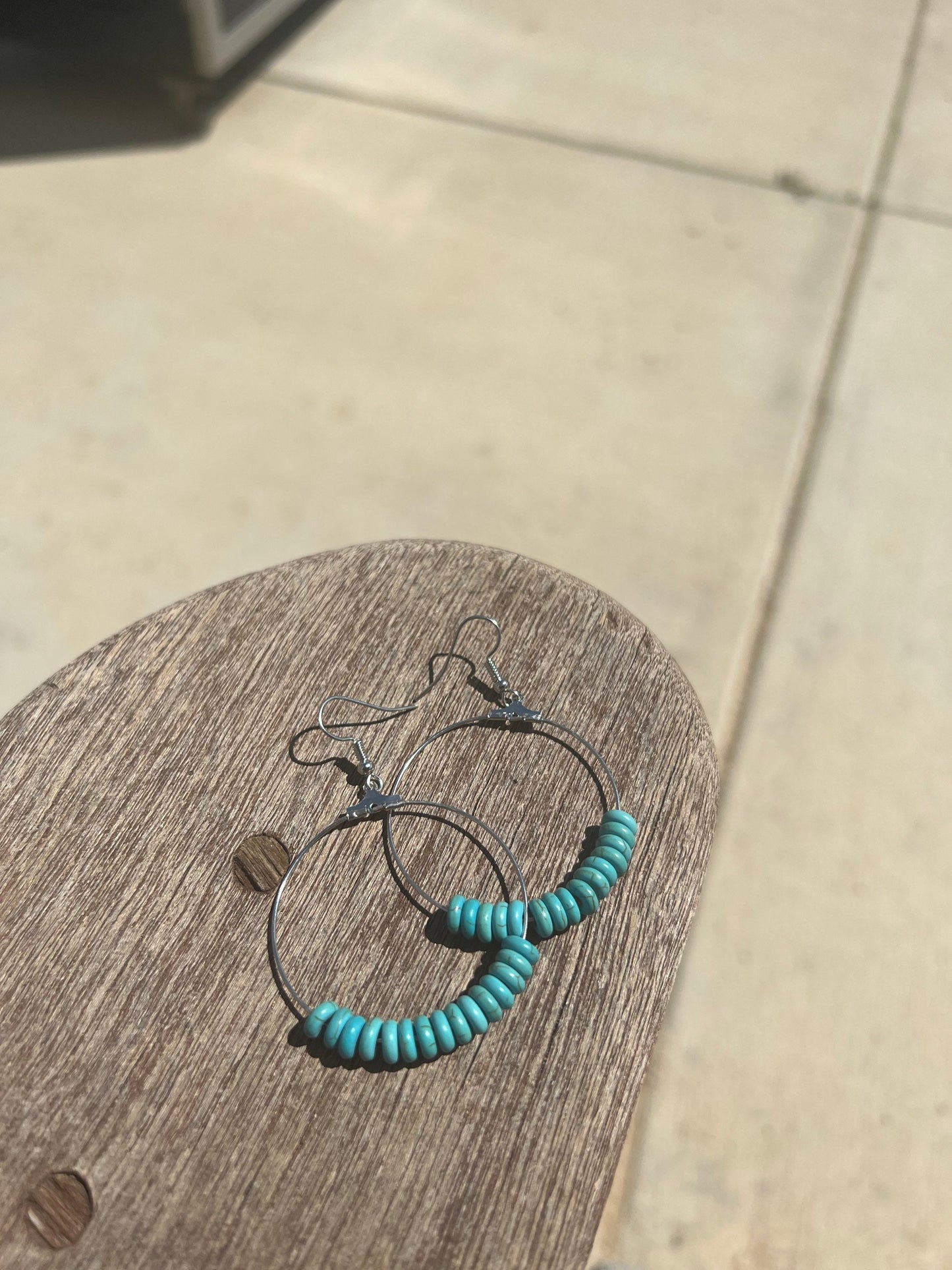 Boho Western Turquoise Hoop Earrings