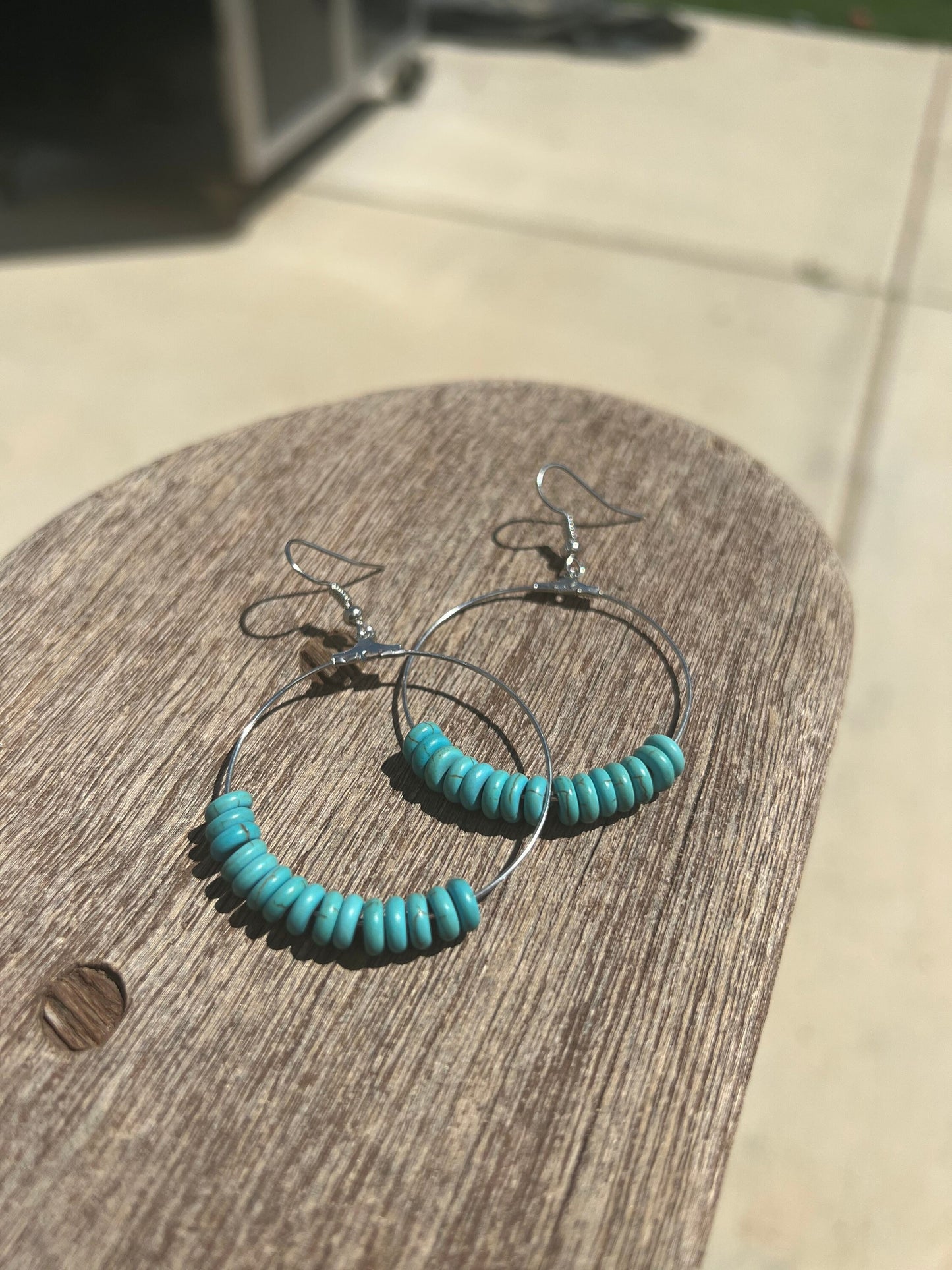 Boho Western Turquoise Hoop Earrings