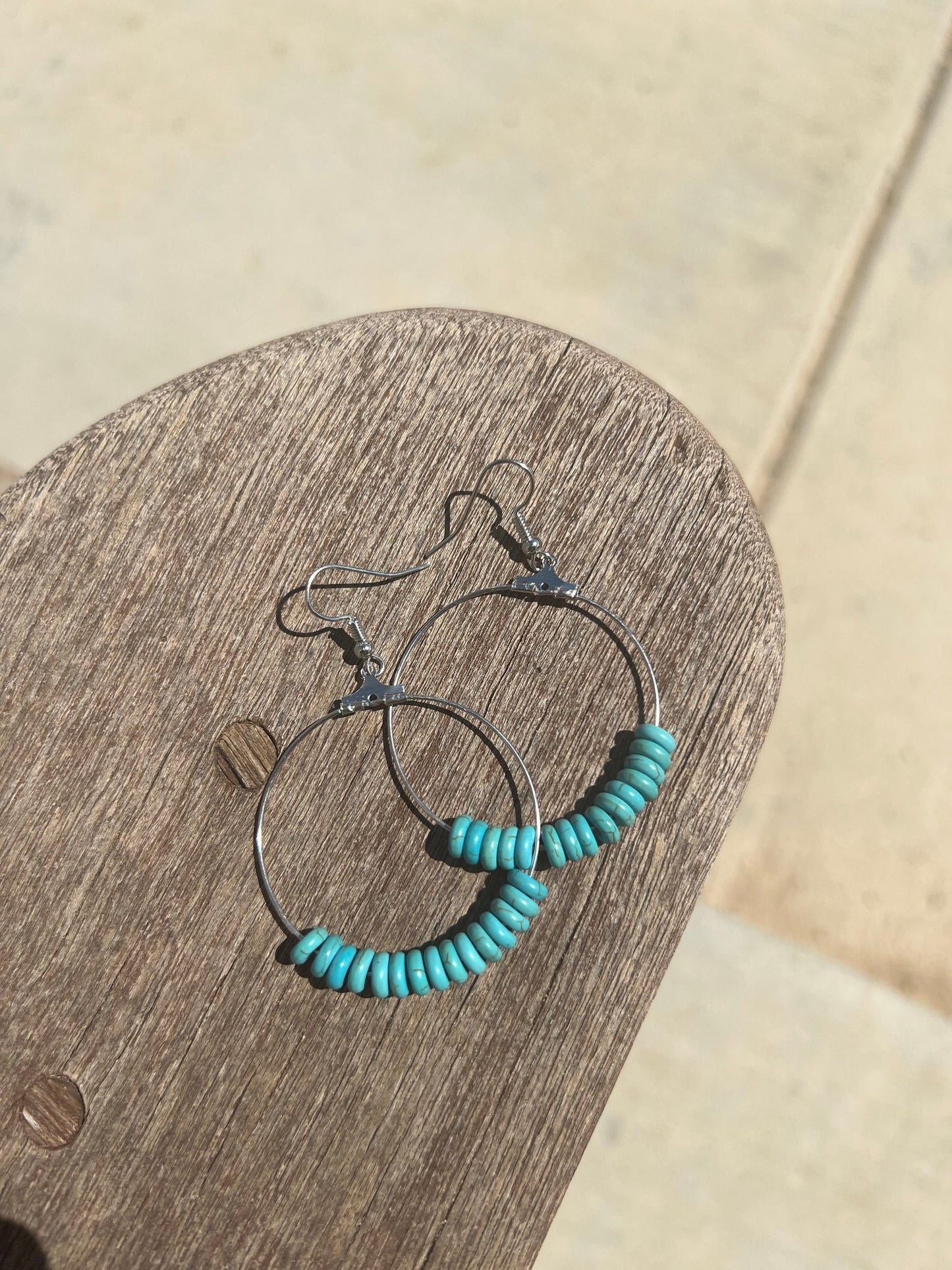 Boho Western Turquoise Hoop Earrings