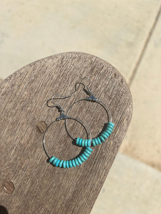 Boho Western Turquoise Hoop Earrings
