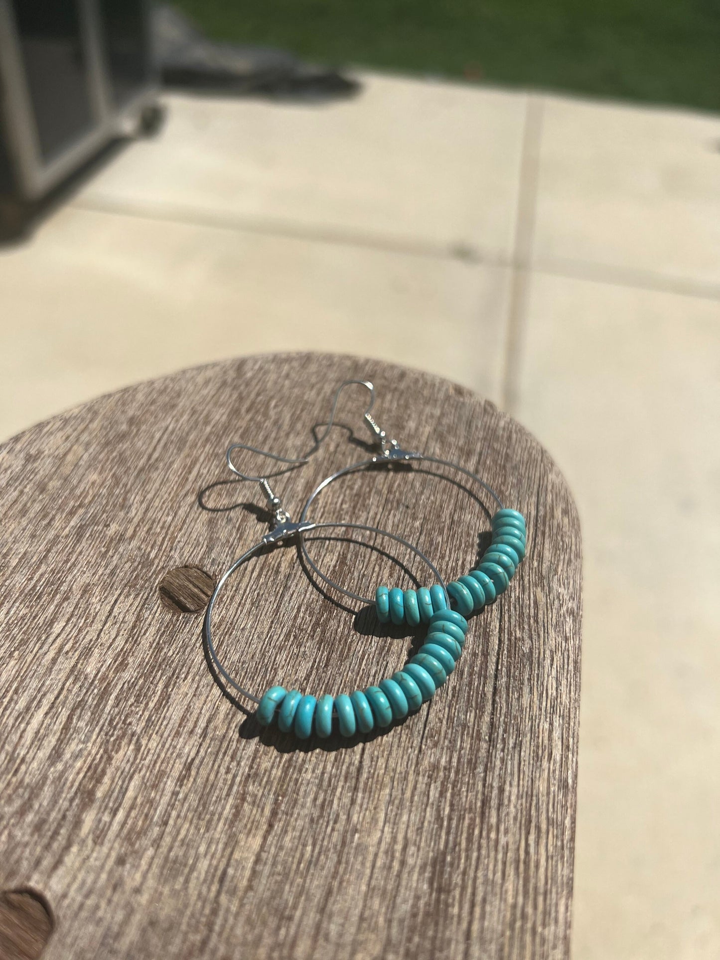 Boho Western Turquoise Hoop Earrings