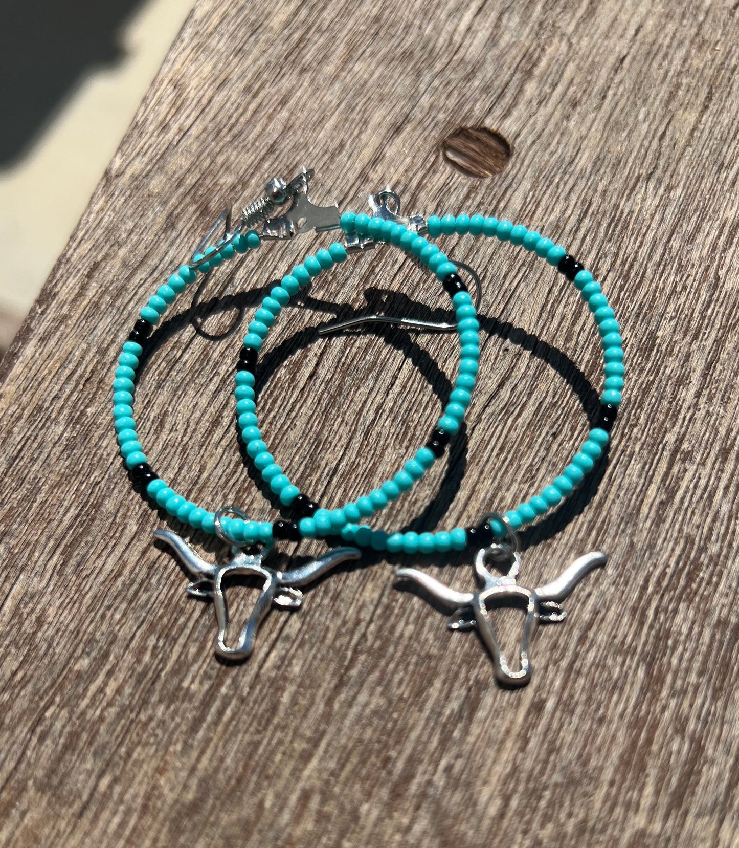 Longhorn Turquoise Western Hoop Earrings