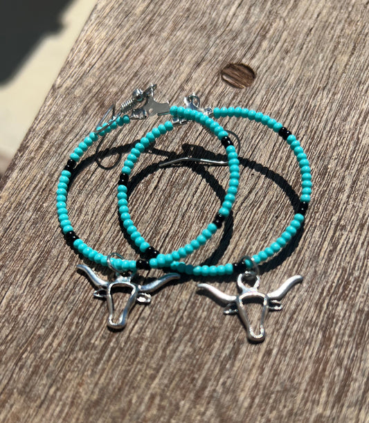 Longhorn Turquoise Western Hoop Earrings